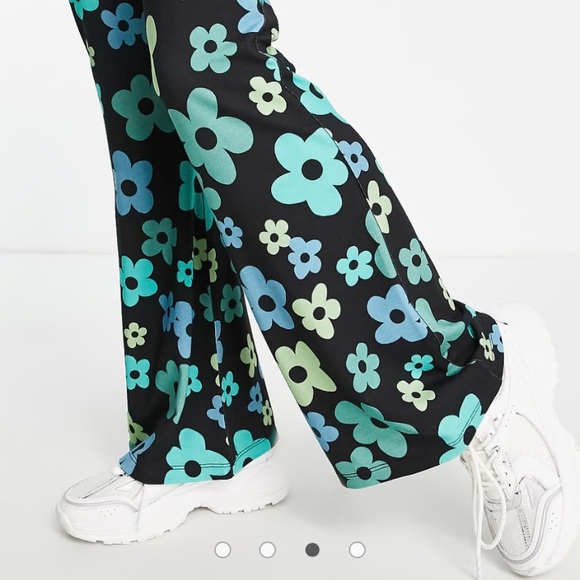 ASOS Kick Flare Floral Flower Pants Flares Leggings - Picture 4 of 10
